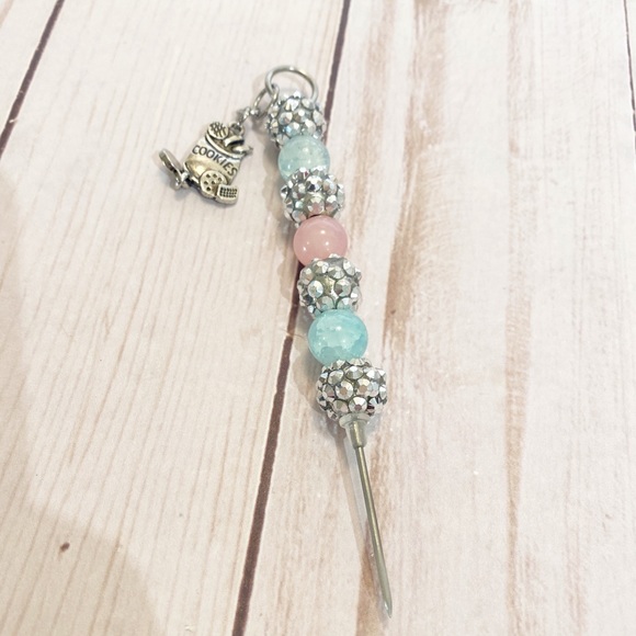 4” Cookie Scribe Crystal Aqua Blue & Pink -SOLD - Picture 3 of 4